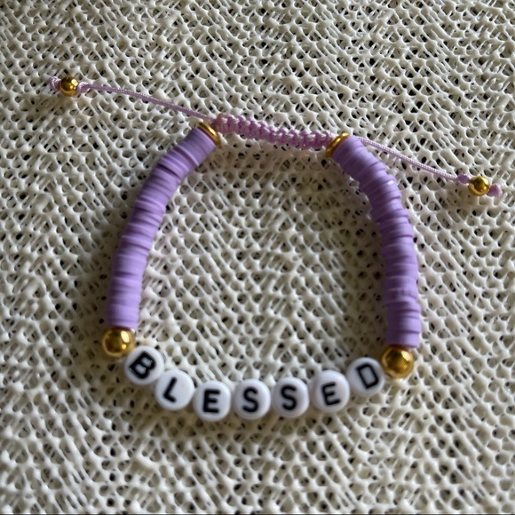 Handmade bracelets set(3) clay purple beads - Picture 3 of 5